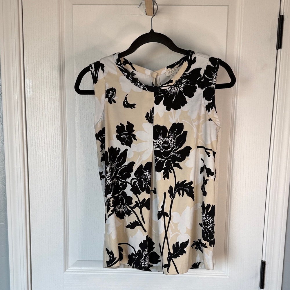 J. Crew Black Floral Blouse - Cream Base